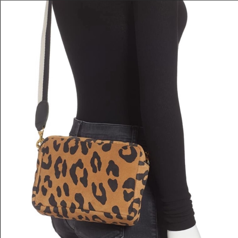Clare V Midi Suede Leopard Sac Crossbody Clutch - Picture 2 of 13